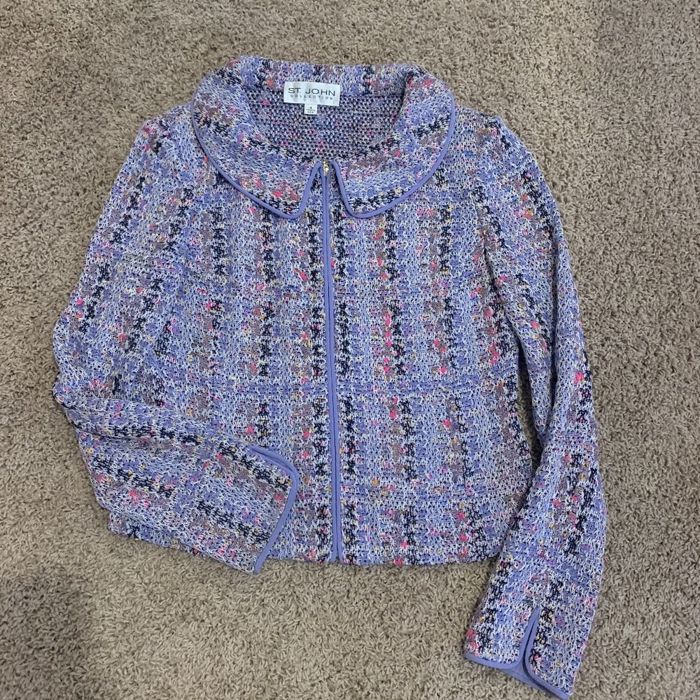 St. John Collection Purple Tweed Blazer Size 4